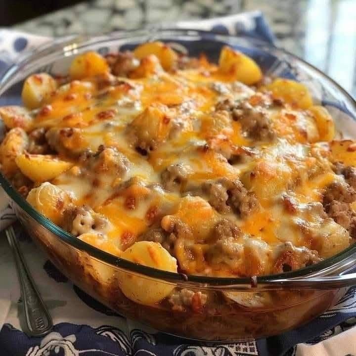 Cheesy Ground Beef & Potato Casserole: A Comforting Classic 476465301_9092426730795096_6604549462546211354_n