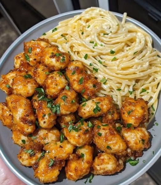 Lemon Garlic Butter Chicken Bites with Savory Parmesan Linguine 483430107_122196003632149657_8469179100797539440_n